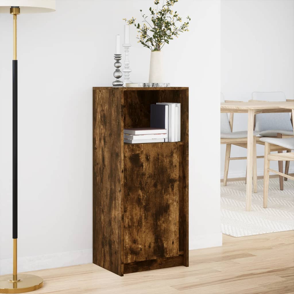 Sideboard with LED Smoked Oak 42.5x34x100 cm Engineered Wood