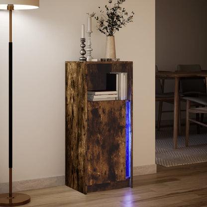 Sideboard with LED Smoked Oak 42.5x34x100 cm Engineered Wood