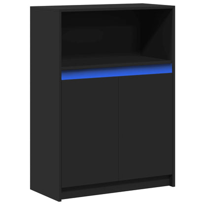 Sideboard with LED Black 72x34x100 cm Engineered Wood