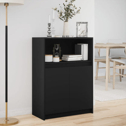 Sideboard with LED Black 72x34x100 cm Engineered Wood