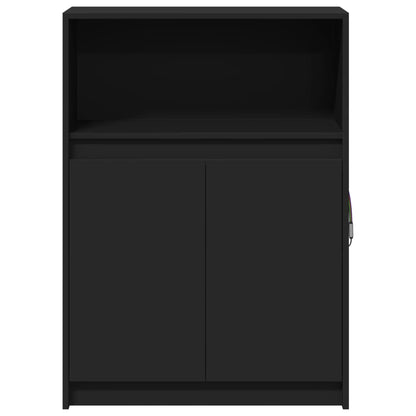 Sideboard with LED Black 72x34x100 cm Engineered Wood