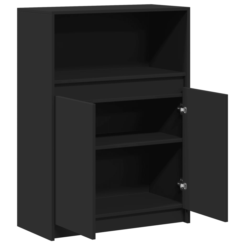 Sideboard with LED Black 72x34x100 cm Engineered Wood