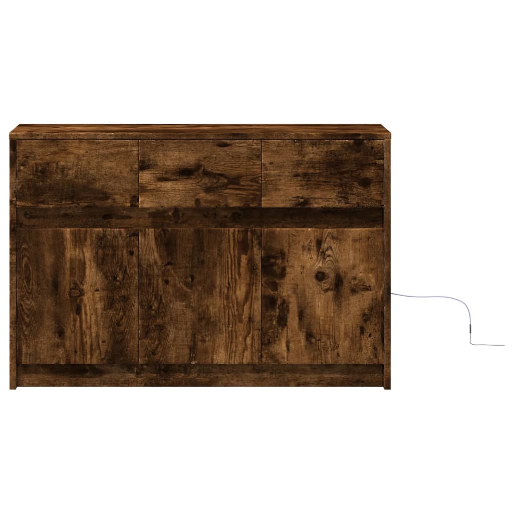TV Cabinet with LED Smoked Oak 91x34x61 cm Engineered Wood