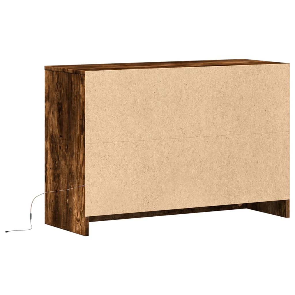TV Cabinet with LED Smoked Oak 91x34x61 cm Engineered Wood
