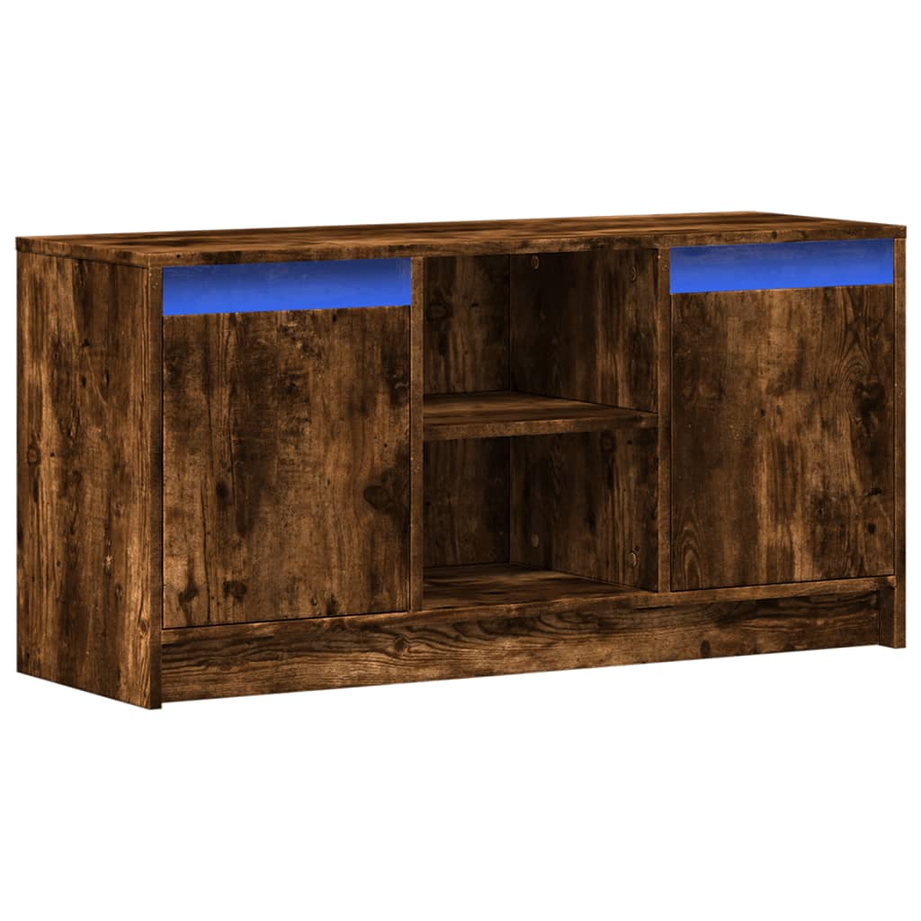 TV Cabinet with LED Smoked Oak 100x34x50 cm Engineered Wood