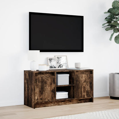 TV Cabinet with LED Smoked Oak 100x34x50 cm Engineered Wood