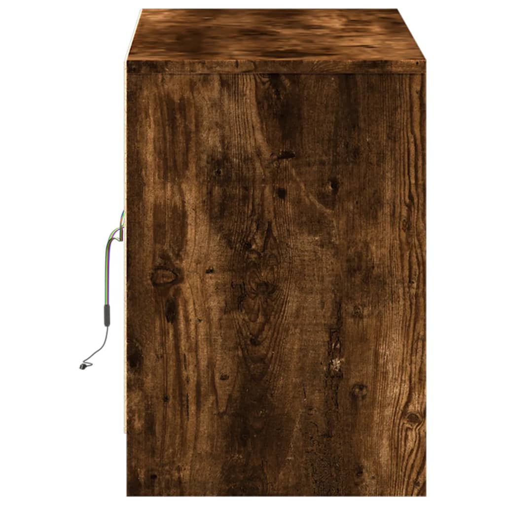TV Cabinet with LED Smoked Oak 100x34x50 cm Engineered Wood