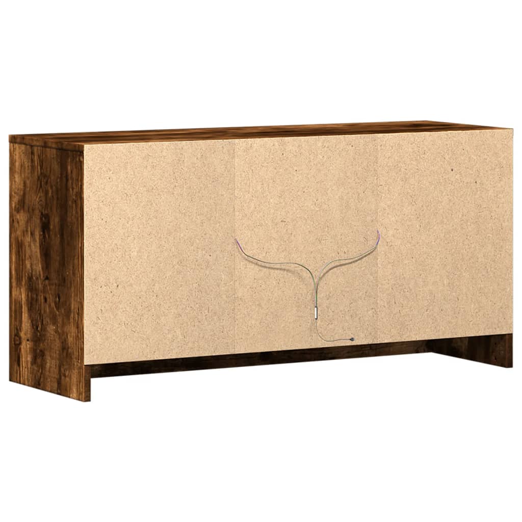 TV Cabinet with LED Smoked Oak 100x34x50 cm Engineered Wood