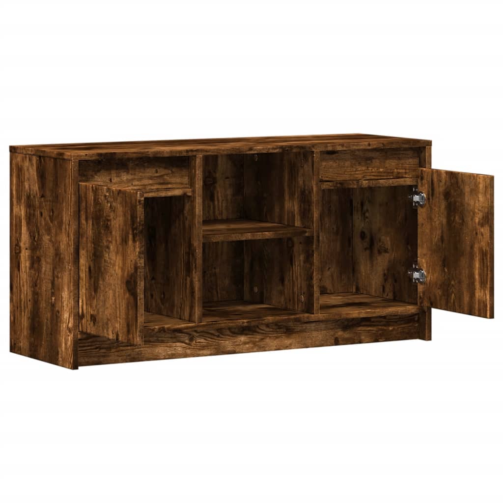 TV Cabinet with LED Smoked Oak 100x34x50 cm Engineered Wood