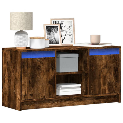 TV Cabinet with LED Smoked Oak 100x34x50 cm Engineered Wood