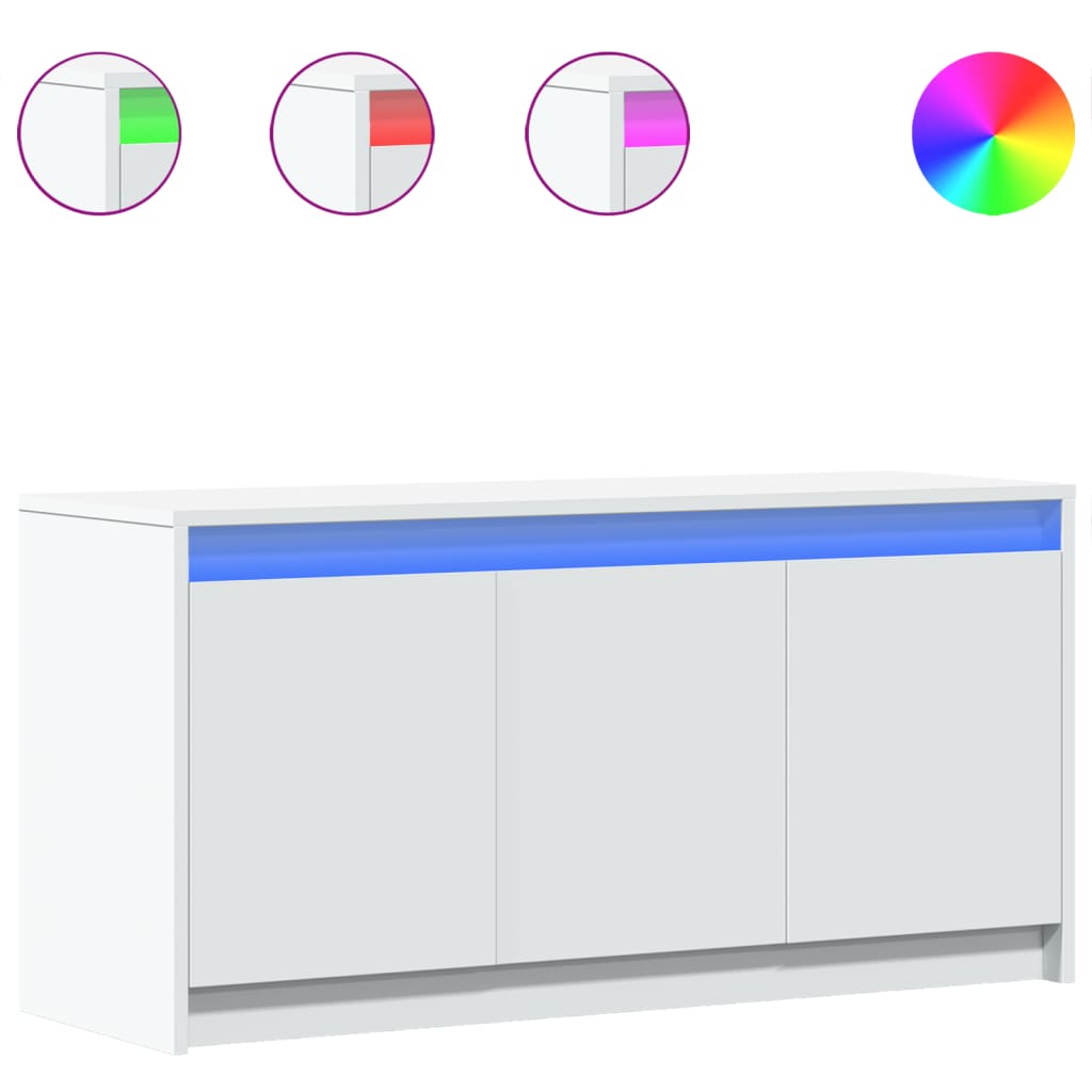 TV Cabinet with LED White 100x34x50 cm Engineered Wood