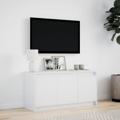 TV Cabinet with LED White 100x34x50 cm Engineered Wood