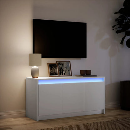 TV Cabinet with LED White 100x34x50 cm Engineered Wood