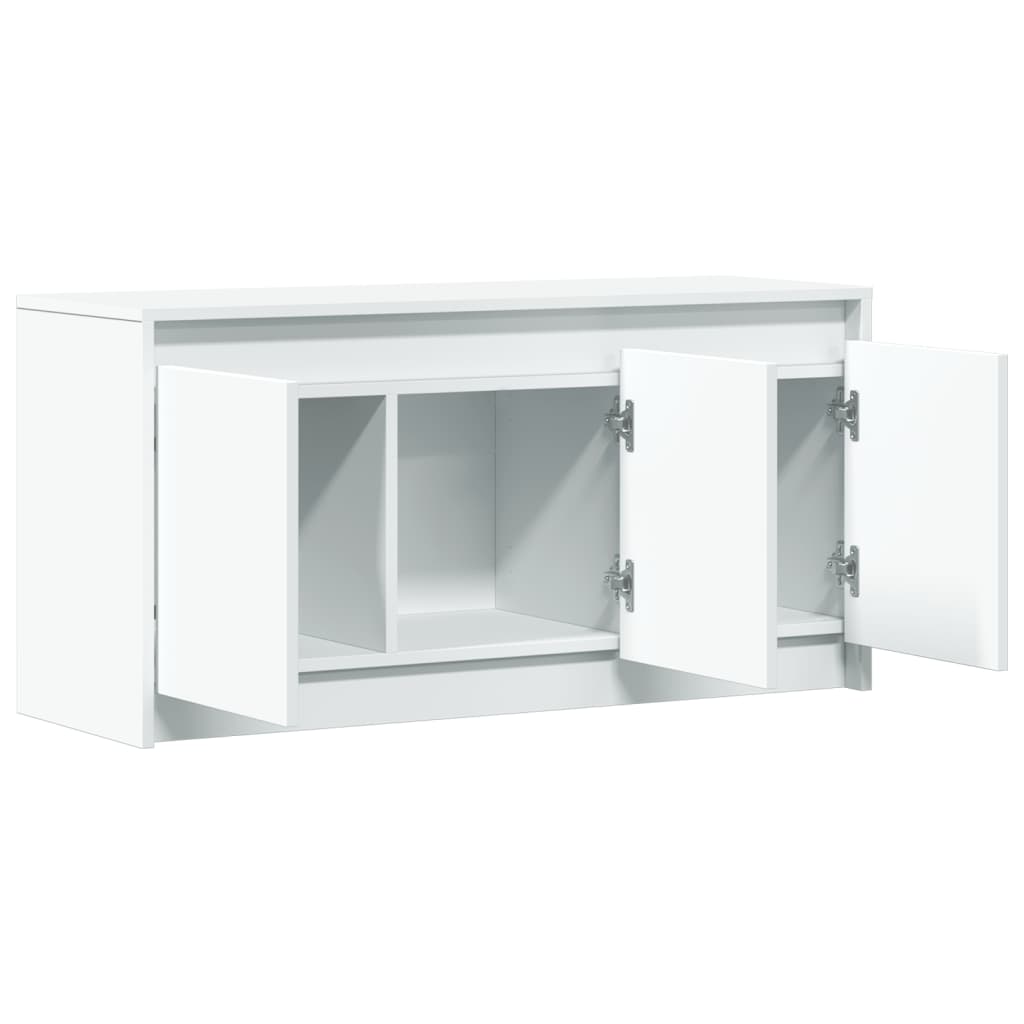 TV Cabinet with LED White 100x34x50 cm Engineered Wood