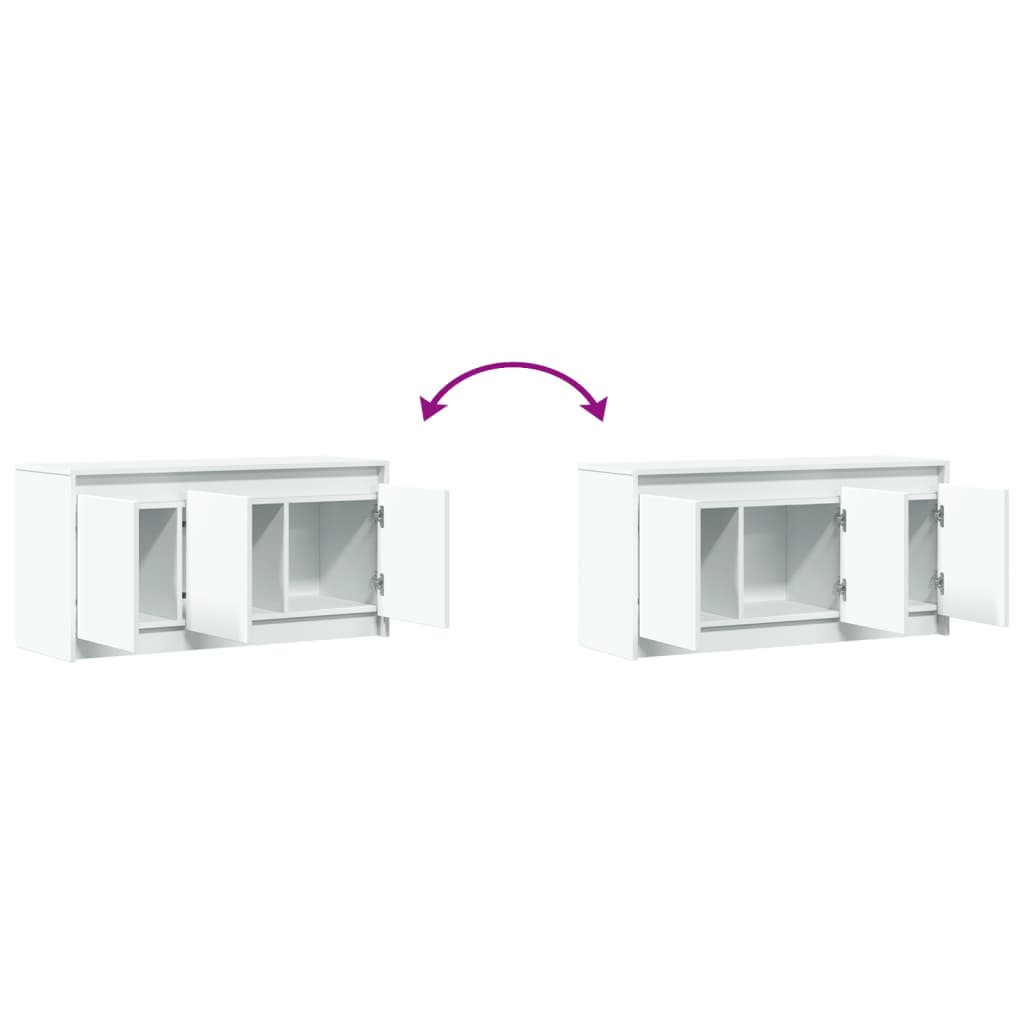 TV Cabinet with LED White 100x34x50 cm Engineered Wood