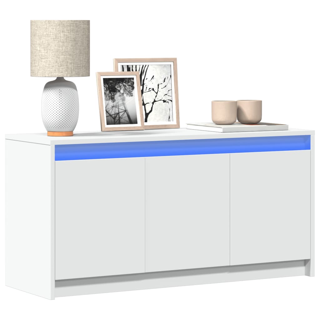 TV Cabinet with LED White 100x34x50 cm Engineered Wood