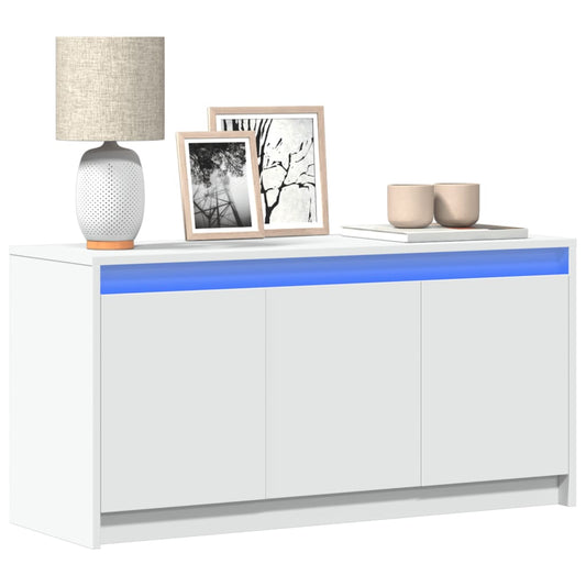 TV Cabinet with LED White 100x34x50 cm Engineered Wood