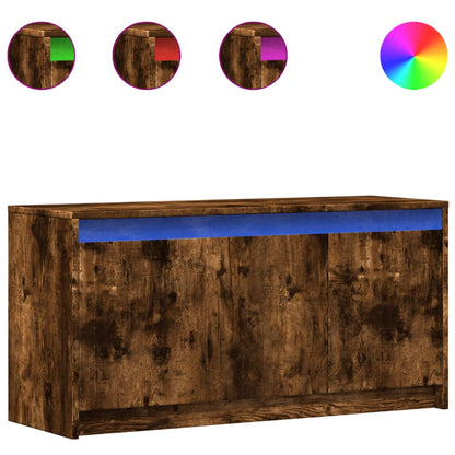 TV Cabinet with LED Smoked Oak 100x34x50 cm Engineered Wood