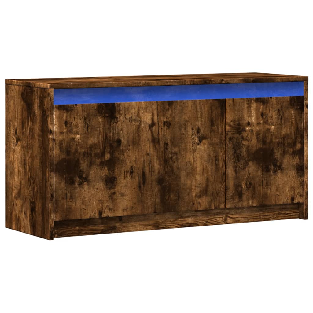 TV Cabinet with LED Smoked Oak 100x34x50 cm Engineered Wood