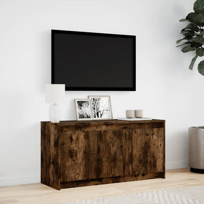 TV Cabinet with LED Smoked Oak 100x34x50 cm Engineered Wood