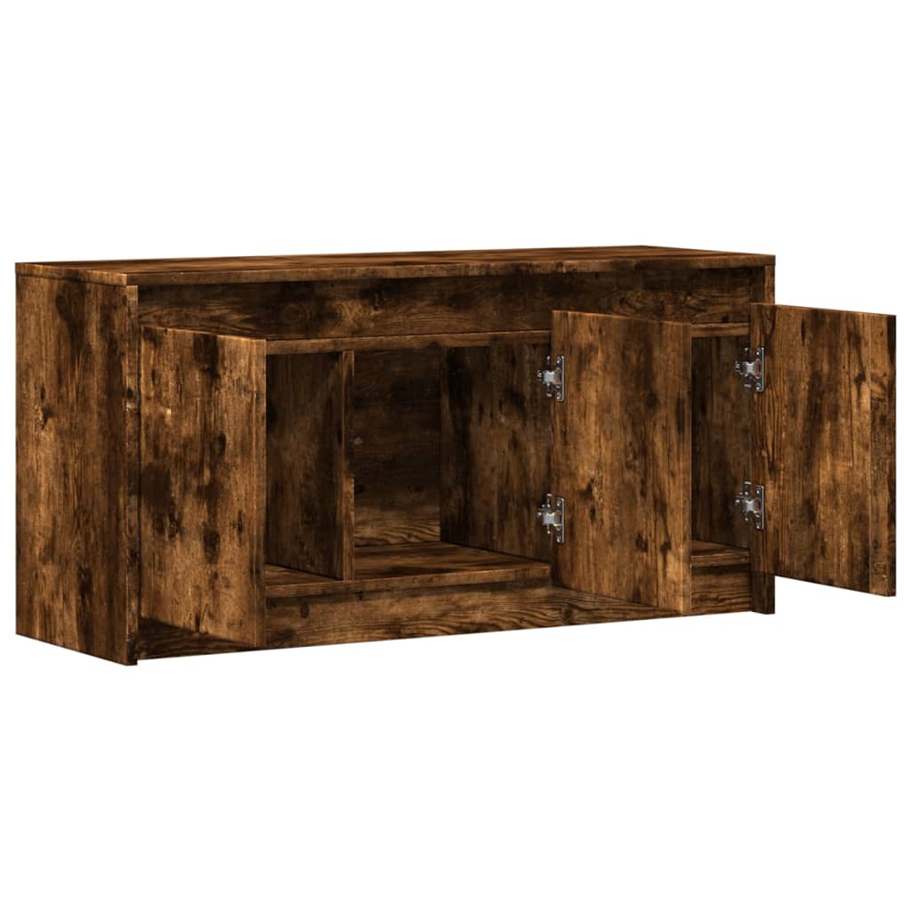 TV Cabinet with LED Smoked Oak 100x34x50 cm Engineered Wood