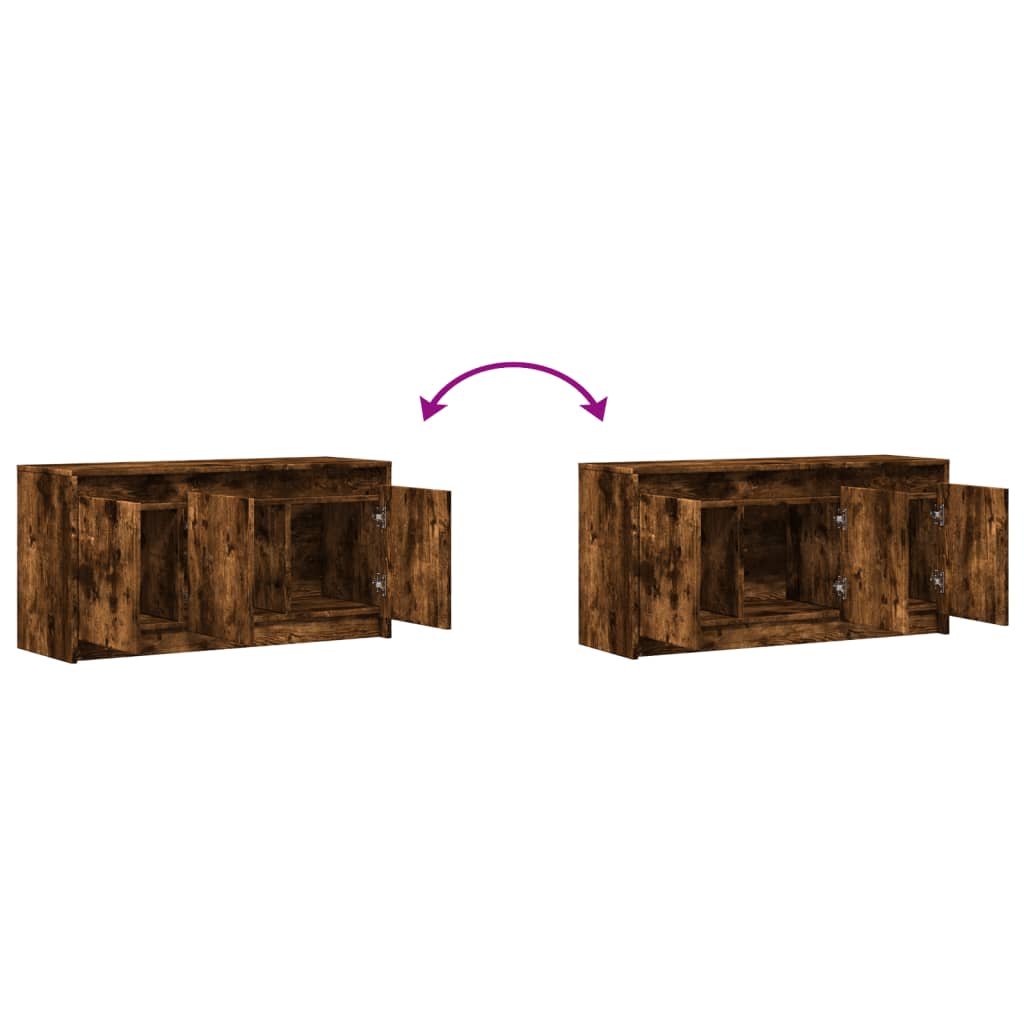 TV Cabinet with LED Smoked Oak 100x34x50 cm Engineered Wood