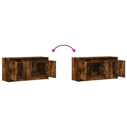 TV Cabinet with LED Smoked Oak 100x34x50 cm Engineered Wood