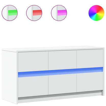 TV Cabinet with LED White 100x34x50 cm Engineered Wood