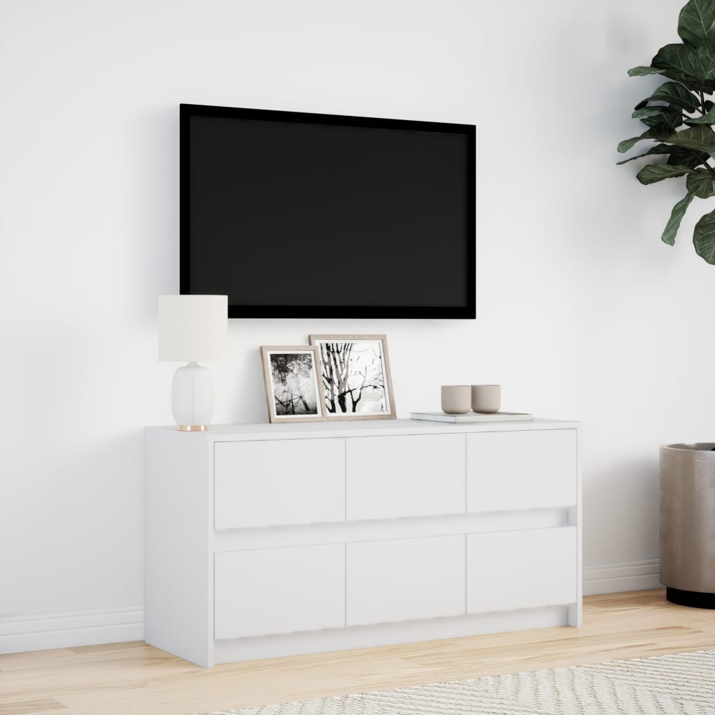 TV Cabinet with LED White 100x34x50 cm Engineered Wood
