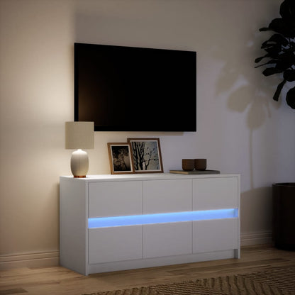 TV Cabinet with LED White 100x34x50 cm Engineered Wood