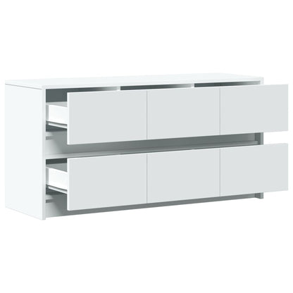TV Cabinet with LED White 100x34x50 cm Engineered Wood