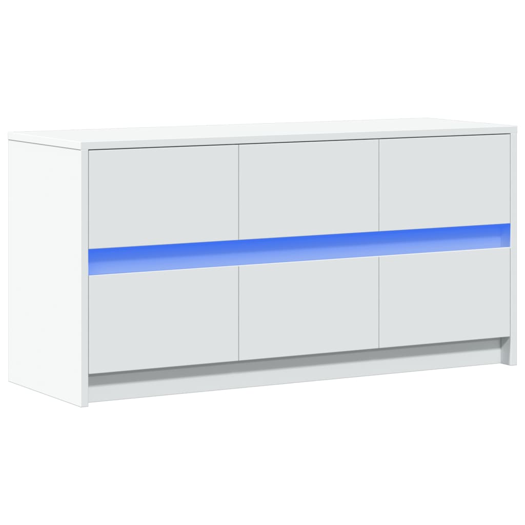 TV Cabinet with LED White 100x34x50 cm Engineered Wood