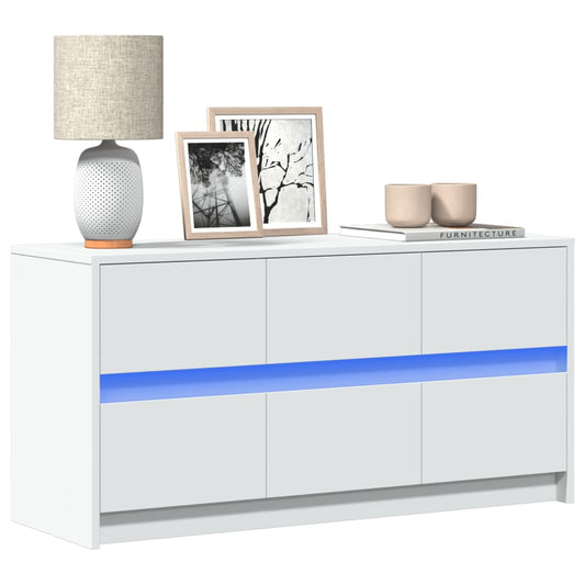TV Cabinet with LED White 100x34x50 cm Engineered Wood