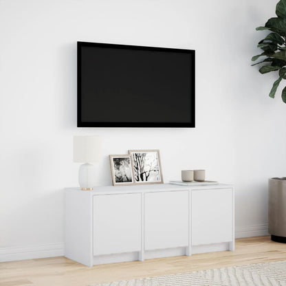 TV Cabinet with LED White 97x34x40 cm Engineered Wood