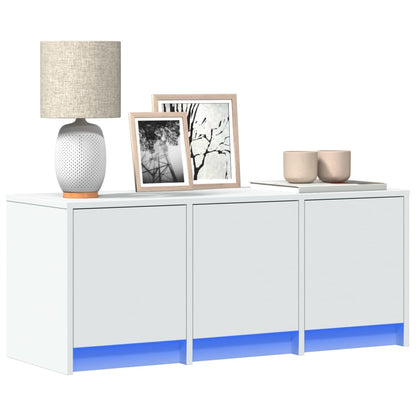 TV Cabinet with LED White 97x34x40 cm Engineered Wood