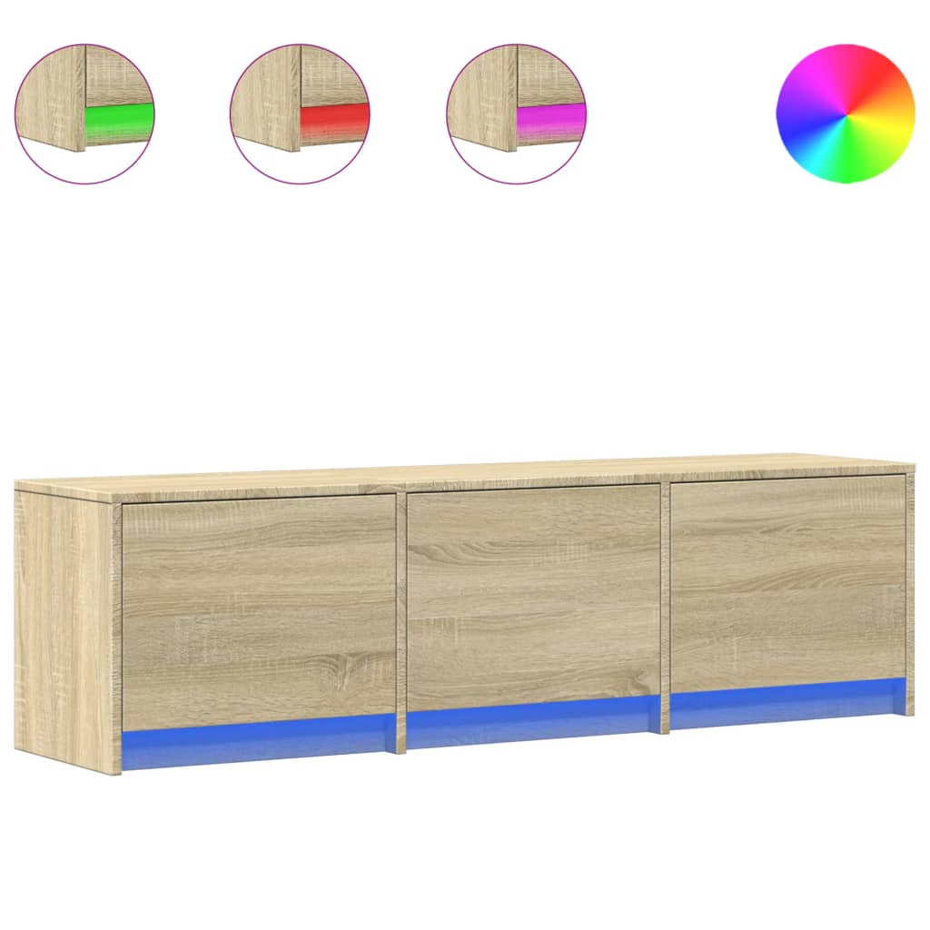 TV Cabinet with LED Sonoma Oak 140x34x40 cm Engineered Wood