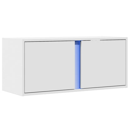 TV Wall Cabinet with LED Lights White 80x31x35 cm