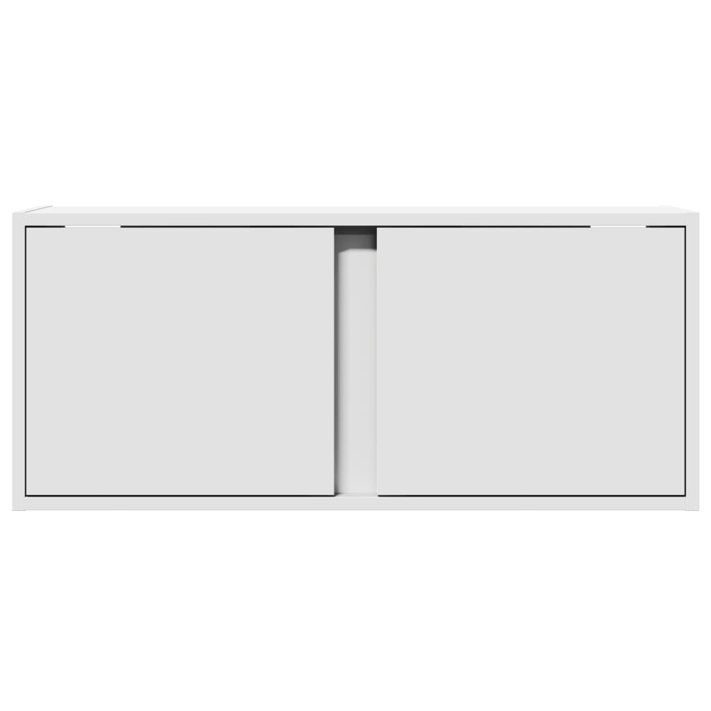 TV Wall Cabinet with LED Lights White 80x31x35 cm