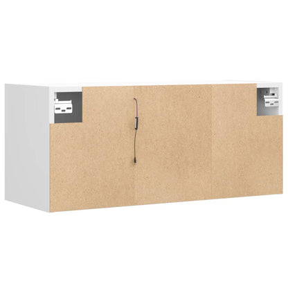 TV Wall Cabinet with LED Lights White 80x31x35 cm