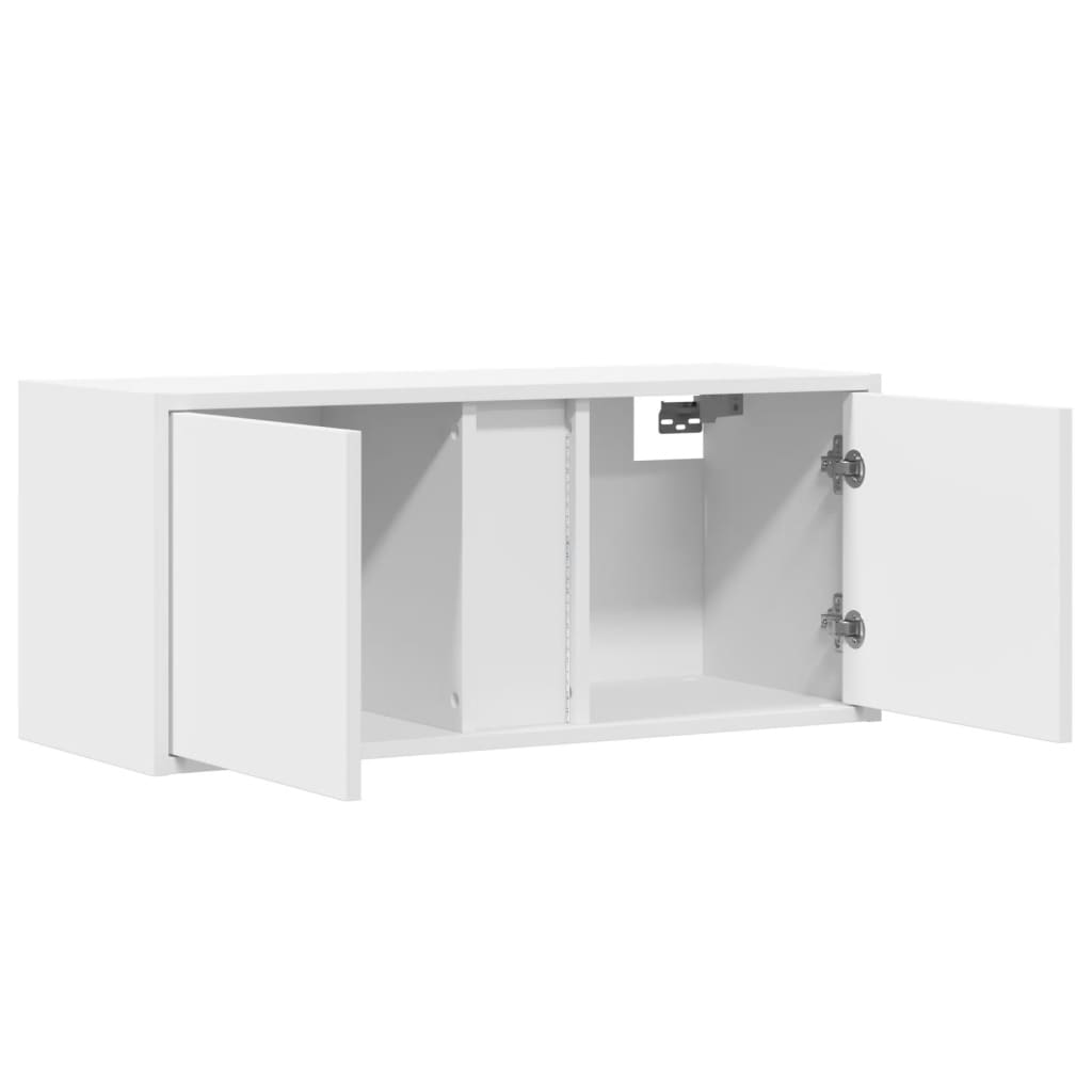TV Wall Cabinet with LED Lights White 80x31x35 cm
