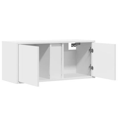 TV Wall Cabinet with LED Lights White 80x31x35 cm