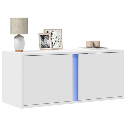 TV Wall Cabinet with LED Lights White 80x31x35 cm