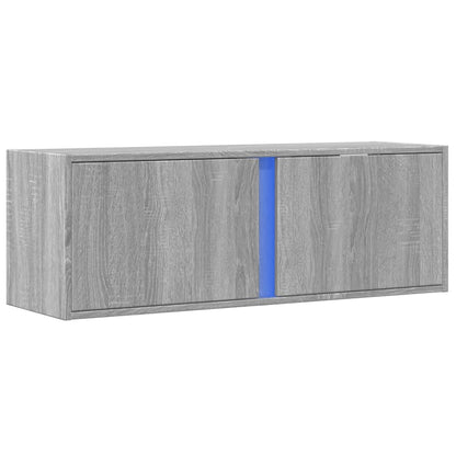 TV Wall Cabinet with LED Lights Grey Sonoma 100x31x35 cm
