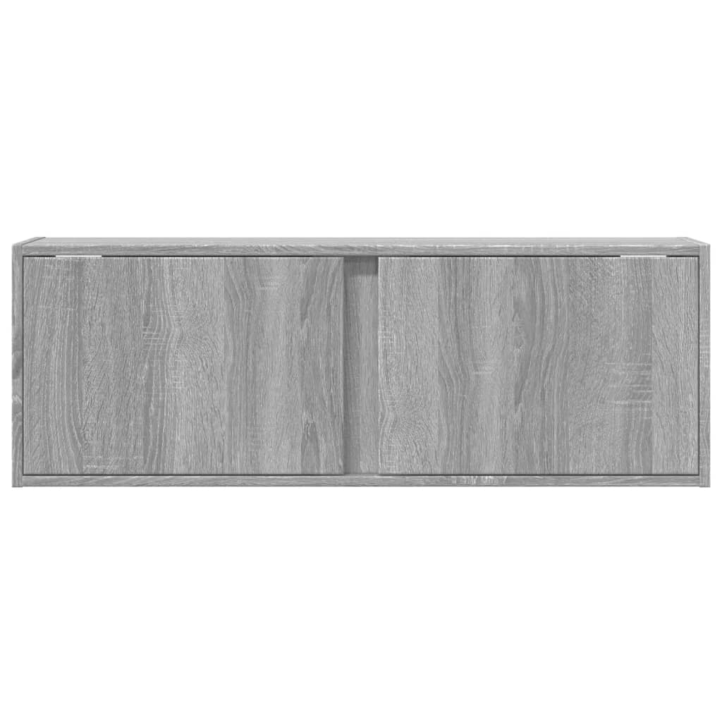 TV Wall Cabinet with LED Lights Grey Sonoma 100x31x35 cm