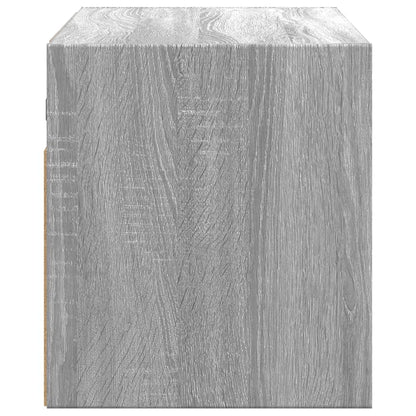 TV Wall Cabinet with LED Lights Grey Sonoma 100x31x35 cm