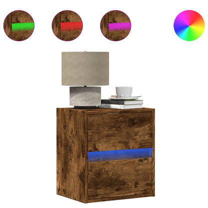 TV Wall Cabinet with LED Lights Smoked Oak 41x31x45 cm