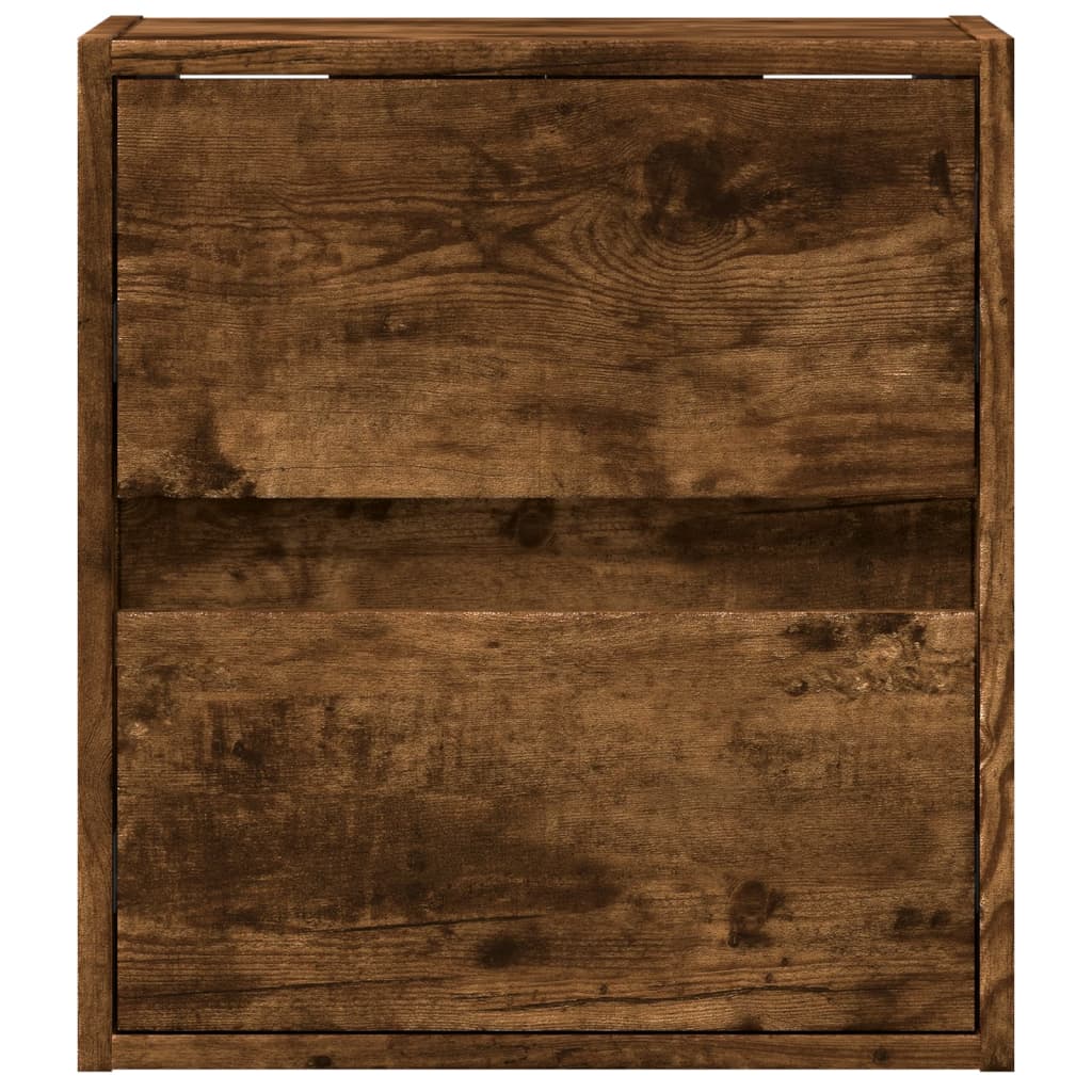TV Wall Cabinet with LED Lights Smoked Oak 41x31x45 cm