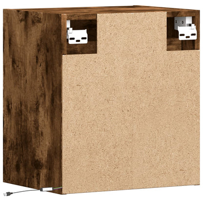 TV Wall Cabinet with LED Lights Smoked Oak 41x31x45 cm