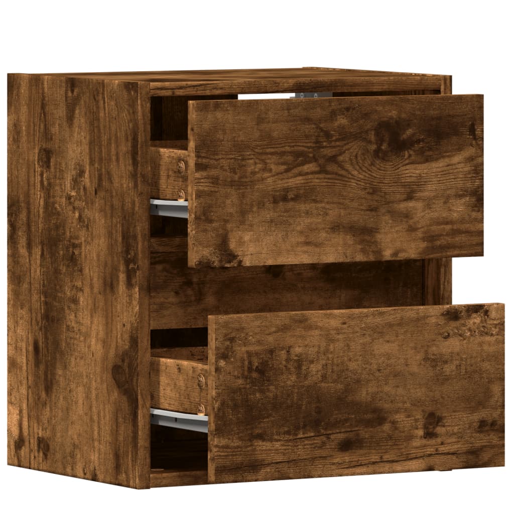 TV Wall Cabinet with LED Lights Smoked Oak 41x31x45 cm