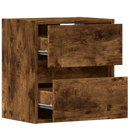 TV Wall Cabinet with LED Lights Smoked Oak 41x31x45 cm